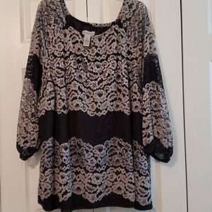 Black lace blouse 3x